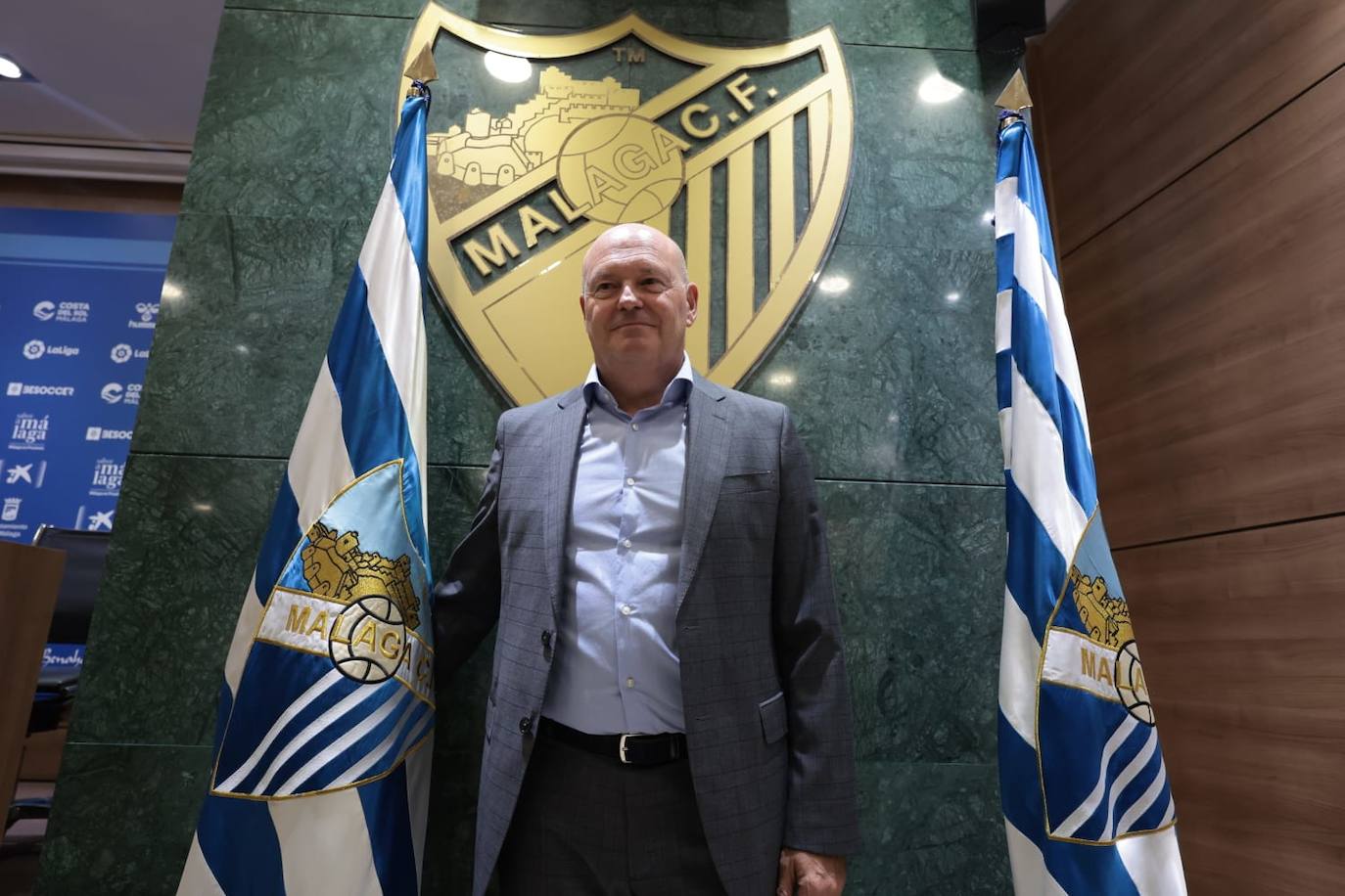 Presentación de Pepe Mel como nuevo entrenador del Málaga. 