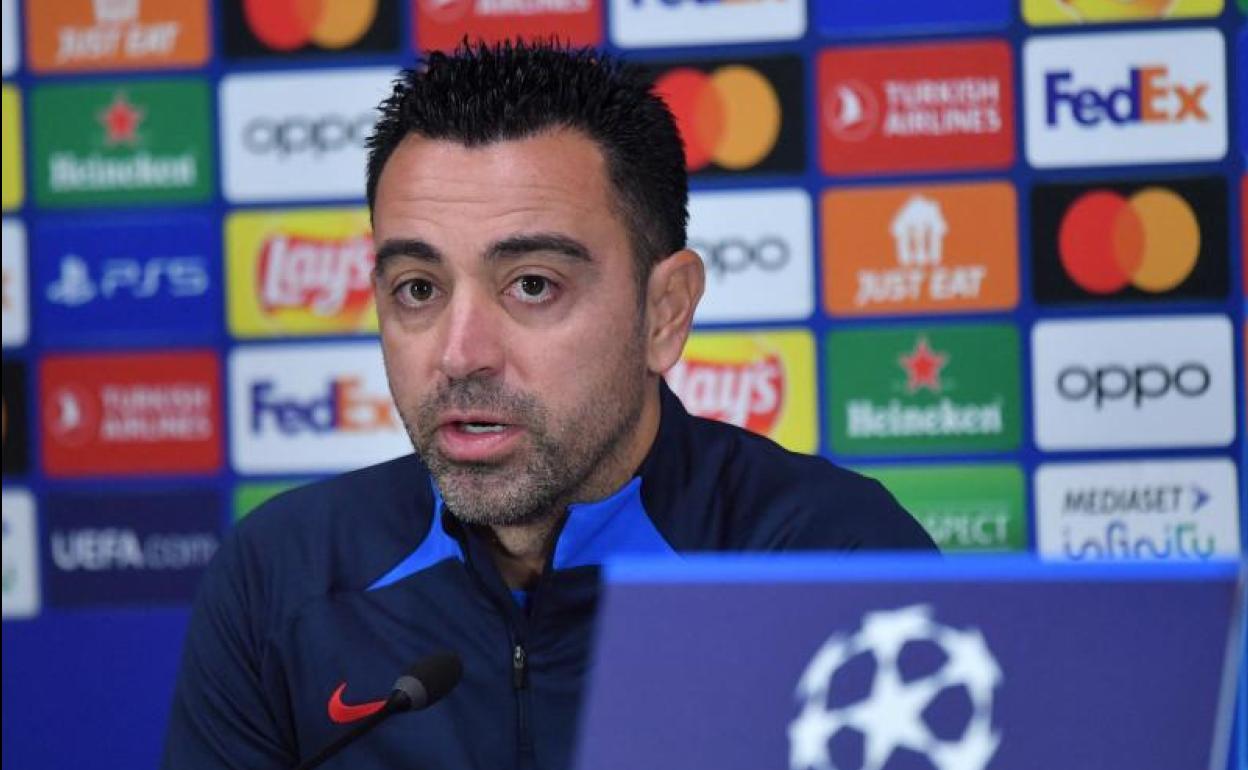 Xavi Hernández, durante la rueda de prensa. 