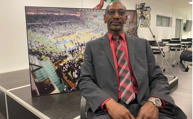 Ray Smith, en la sala de prensa del Palacio antes del Unicaja-Real Madrid.