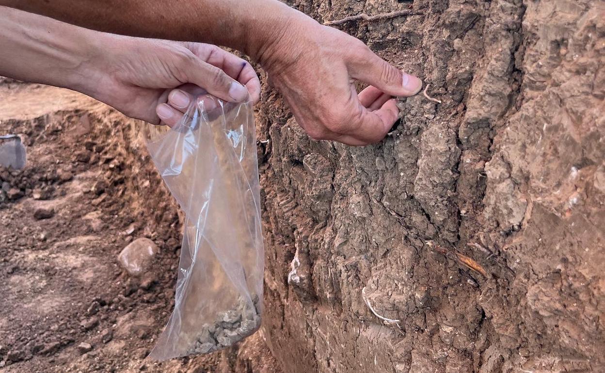 Recogida de muestras en el Cerro del Villar el pasado septiembre para el estudio 'Tsuniber' sobre maremotos e inundaciones. 