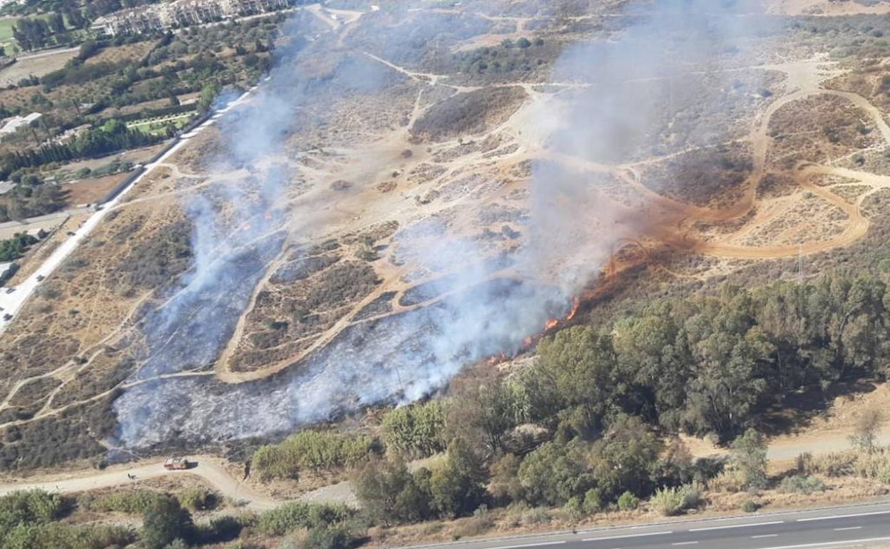 Vista aérea de la zona del incendio. 