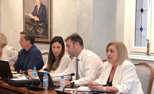 Los ediles del PSOE de Torrox, en un pleno municipal en el Ayuntamiento. 