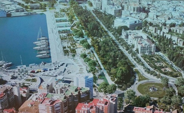 Aspecto de la ampliación del paseo del Parque hacia el Palmeral y el muelle 2 del puerto. 