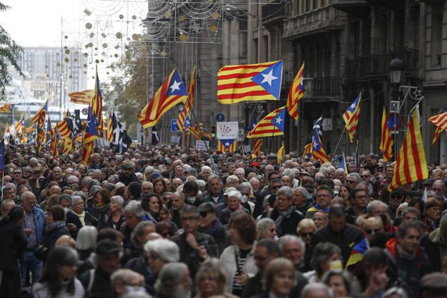 Manifestación independentista este 6 de diciembre contra la reforma del delito de sedición. 