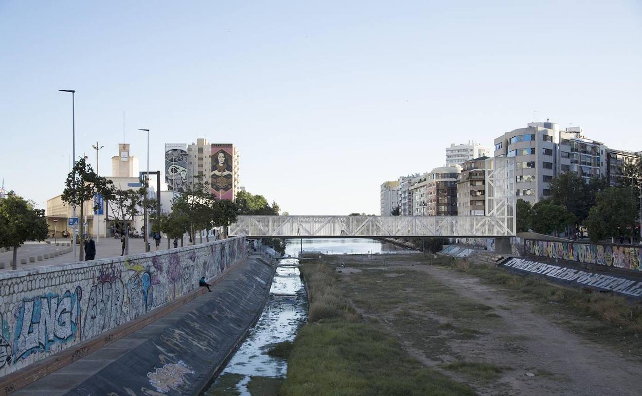 Recreación del proyecto de pasarela peatonal sobre el Guadalmedina previsto a la altura del CAC. 