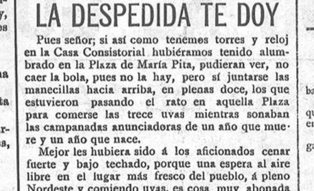 Noticia del periódico coruñés 'El Noroeste' sobre las trece uvas de Nochevieja. 2 de enero de 1913.