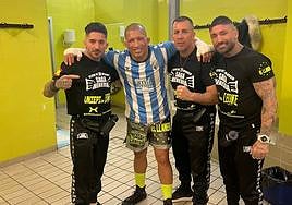 Ronny Landaeta (con la camiseta del Málaga), la noche del combate.
