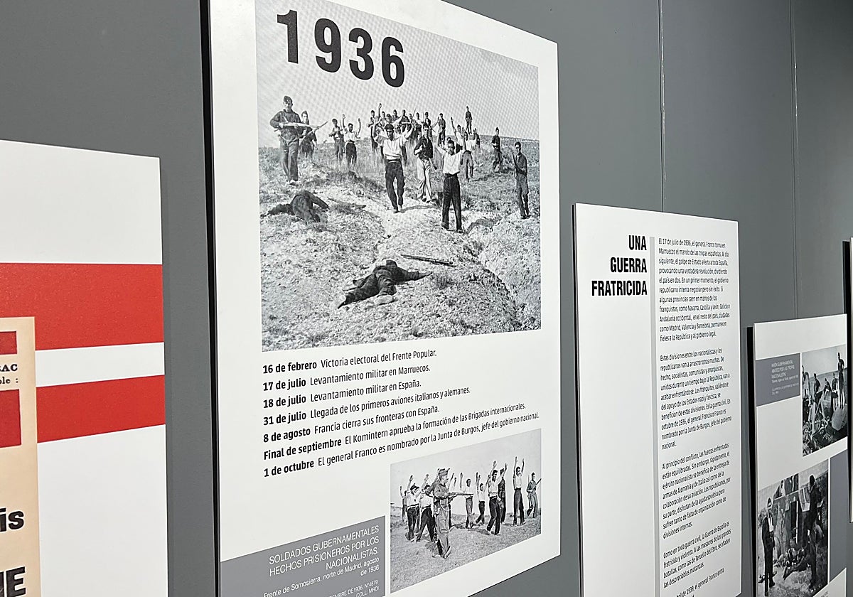 Imagen de varios de los paneles que pueden verse en la exposición sobre el exilio español.