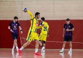 Un lanzamiento de Leonel en el partido de este sábado en Barcelona.