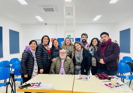El creador del Proyecto Roma, Miguel López Melero, junto a profesores de la Universidad de La Serena en la UMA