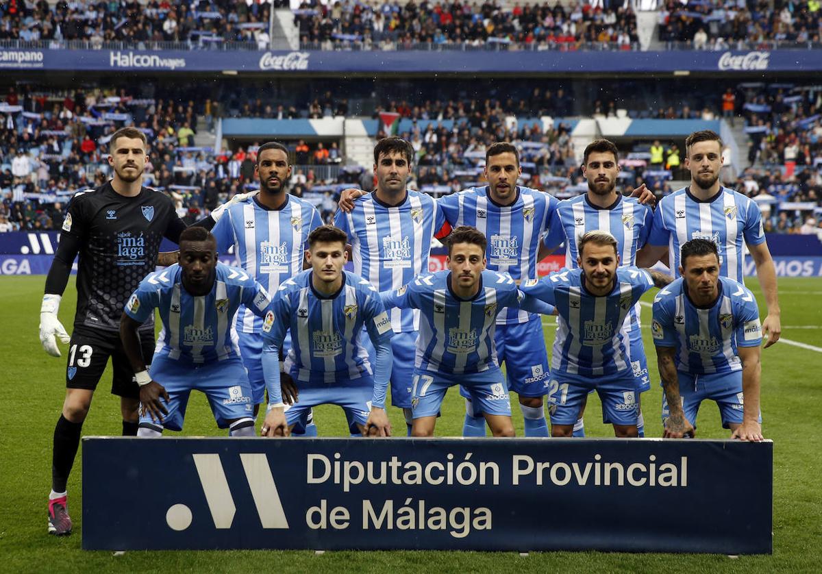 Once inicial del Málaga en el partido del domingo en La Rosaleda.