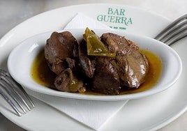 Tapa de los higaditos de pollo que se sirven en el Bar Guerra.