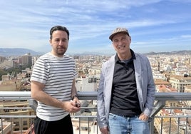 Ezequiel Montes y Rafa Russo, en la terraza del AC Málaga Palacio, tras su entrevista con SUR.