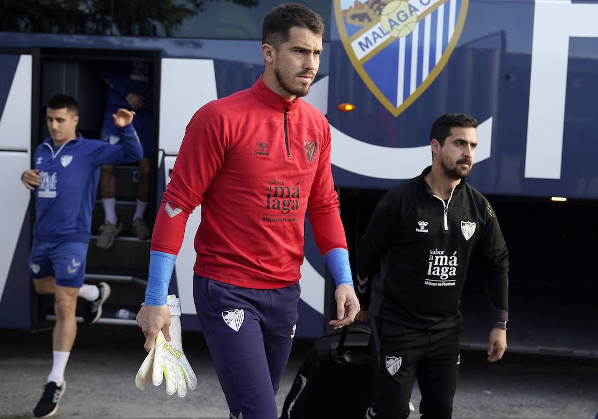 Rubén Yáñez en un entrenamiento con el Málaga.