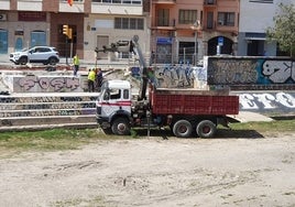 Trabajos para la preparación de la instalación del puente.