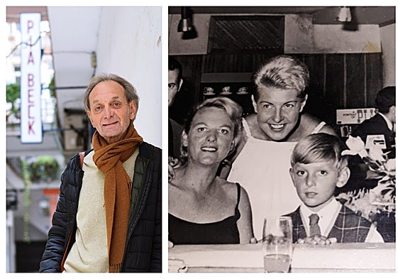 Gino, posando para SUR en el Pasaje Begoña (izquierda) y junto a sus madres Marga y Pia, en The Blue Note.