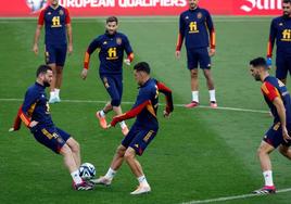 Entrenamiento de la selección española de fútbol en La Rosaleda