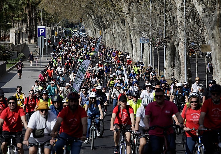 La marcha ciclista de esta mañana, en el Paseo de los Curas.