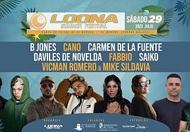 Cartel de artistas del 15º Loona Summer Festival.