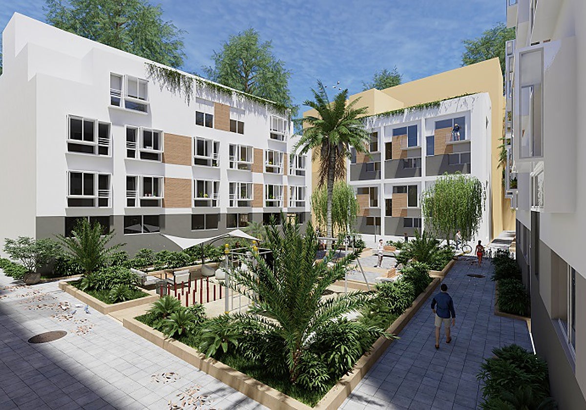 Recreación de parte del proyecto que contempla la construcción de 84 VPO en Lagunillas.