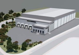 Recreación de la futura planta logística de congelados en Archidona.