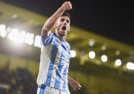 Chavarría celebra su gol el pasado viernes ante el Villarreal B.