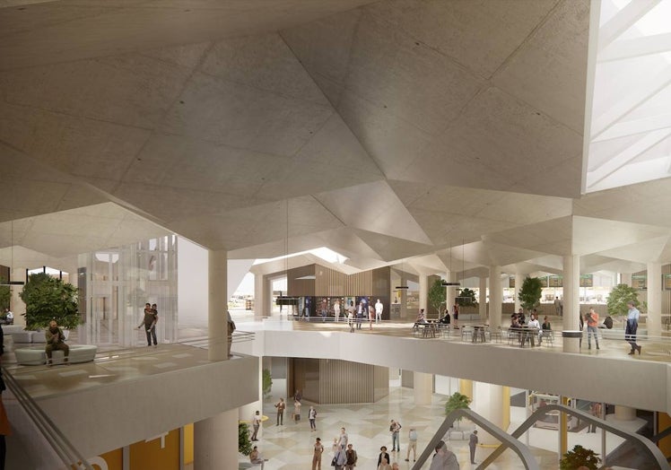 Imagen virtual del interior del intercambiador bajo la explanada de la Estación.