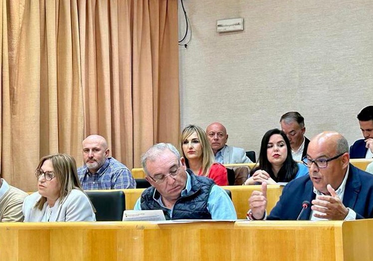 Imagen del pleno de finales del pasado marzo, con Delgado Bonilla y Jesús Lupiáñez sentados juntos.