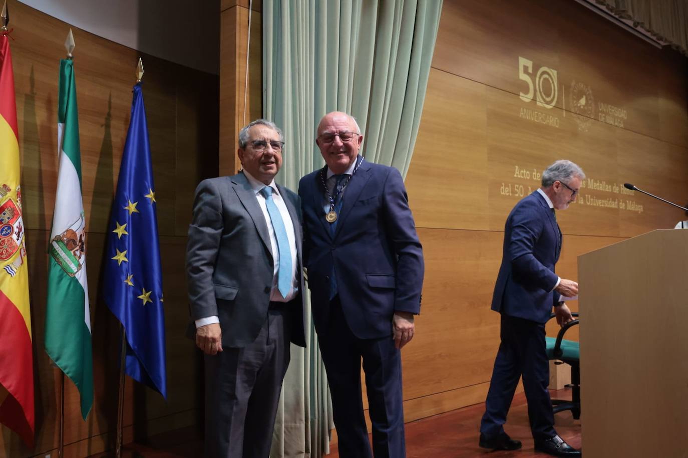 El rector, con el actual presidente del Consejo Social de la UMA.