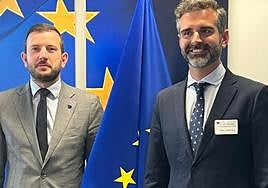 Virginijius Sinkevicius y Ramón Fernández-Pacheco, este lunes tras la reunión en Bruselas.