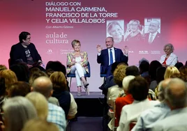 Manuela Carmena, Francisco de la Torre y Celia Villalobos en el Aula de Cultura de SUR, moderado por Alberto Gómez.