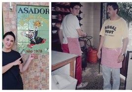 Mariana Plaja, actual dueña (izquierda) y su padre y fundador del negocio, trabajando junto a uno de sus hijos en los 90' (derecha).
