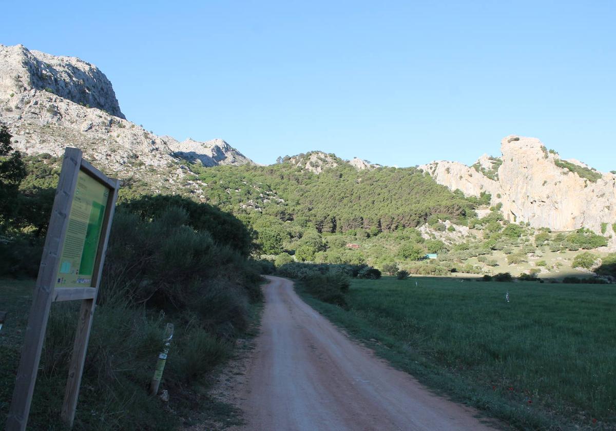 Este sendero pasa junto a tajos escarpados de la sierra de Camarolos.