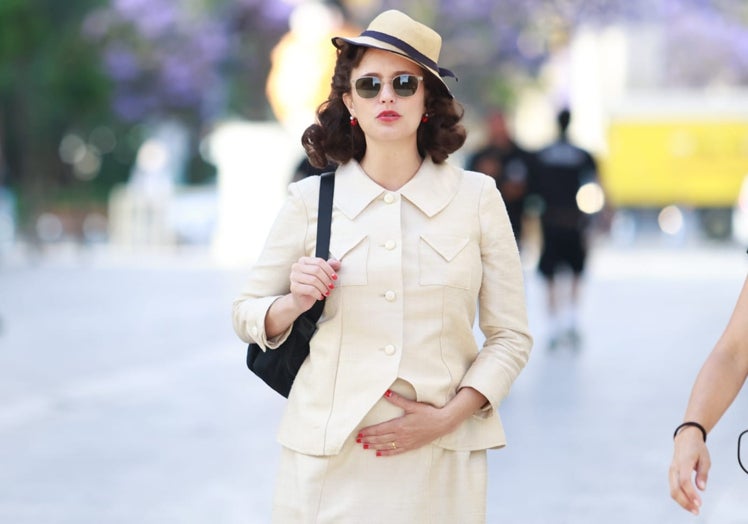 Lihi Kornowski, llegando al set de rodaje en Málaga.