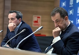 Kike Pérez y José María Muñoz, en la comparecencia del martes.