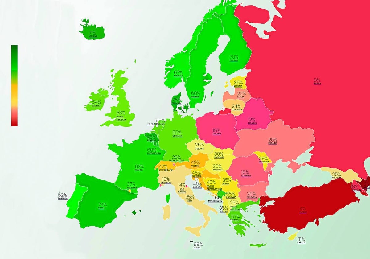 Derechos LGTB1 en Europa en 2023.