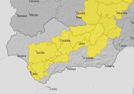 Borrasca Óscar: aviso amarillo por fuertes lluvias en seis provincias andaluzas