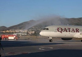 Vuelo inaugural de Qatar en el aeropuerto de Málaga el 13 de junio de 2018.