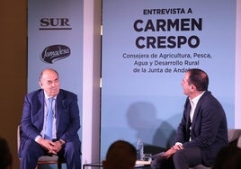 Federico Beltrán dialogando con Manolo Castillo, este viernes, en el marco de la entrevista a Carmen Crespo.