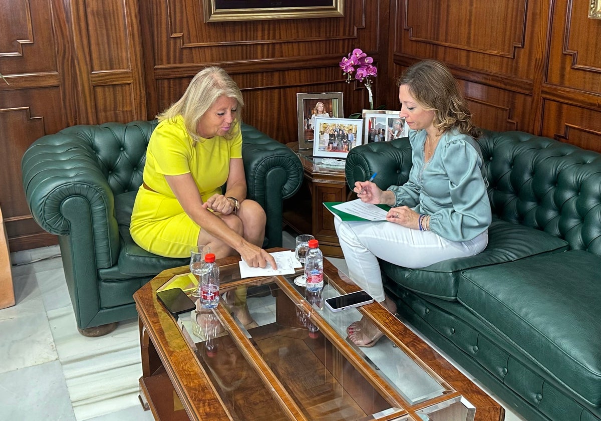 Ángeles Muñoz y Patricia Navarro, durante la reunión celebrada en el Ayuntamiento de Marbella.