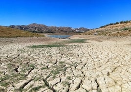 El embalse de La Viñuela está en mínimos históricos, al 8,8% de su capacidad, con apenas 14,5 hectómetros cúbicos.