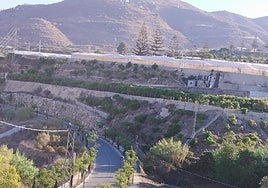 Maquinaria y operarios, en la parcela donde se levantará la subestación eléctrica.