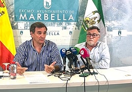 Félix Romero y Baldomero León, en la rueda de prensa posterior a la Junta de Gobierno Local.