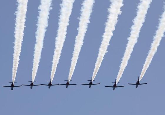 Aviones participantes en una edición anterior del Festival de Torre del Mar.