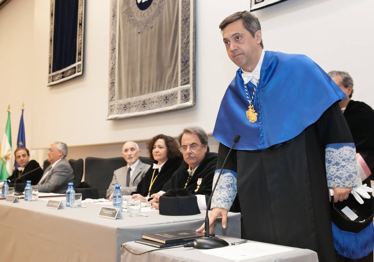 Teodomiro López, en su toma de posesión como vicerrector de la UMA en enero de 2016.