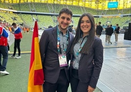 Javier y Lucía, en el AmberExpo Gdańsk, una de las sedes del Euroskills.