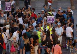 Concentración en apoyo de Jenni Hermoso y contra Luis Rubiales, el pasado 1 de septiembre, en Málaga.