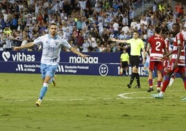 Juan Hernández celebra su gol en el trunfo ante el Granada B.