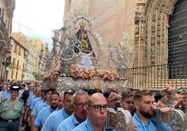 La Virgen de la Cabeza, en la procesión del rosario de las hermandades de gloria del año pasado.
