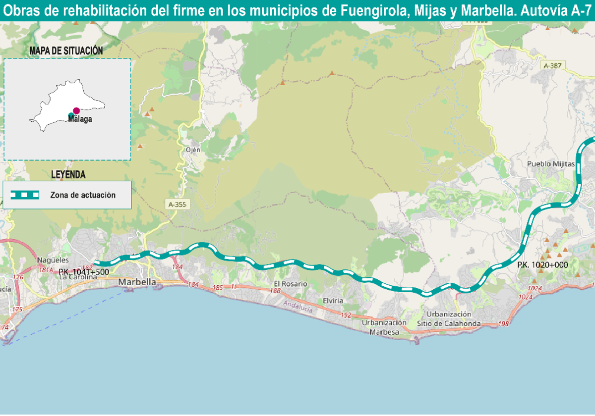 Mapa de la zona afectada por las obras.